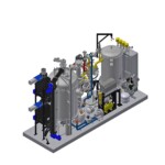 Im Holzvergaser wird aus den Hackschnitzeln mittels vier Prozessstufen Holzgas erzeugt. Die für die Pyrolyse und die Reduktion erforderliche Energie wird durch die Oxidation eines Teils des Brennstoffs erzeugt, benötigt also keine externe Wärmequelle für diesen Prozess. Konstruktionszeichung Hackschnitzelvergaser